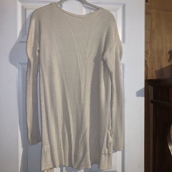Long Beige Ribbed Cardigan - Picture 2 of 2